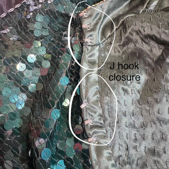 VTG Niteline Della Roufogali Mini Dress Sz 4 Green Gold Sequins Cocktail Party - Picture 15 of 15